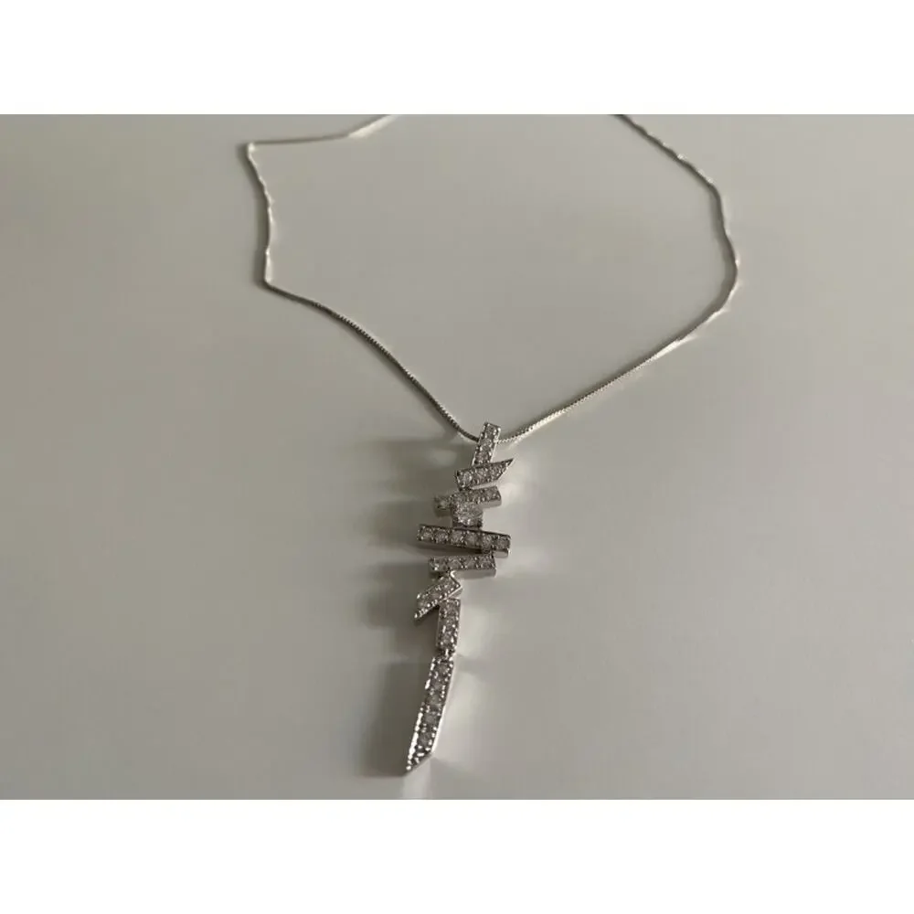 925 Sterling Silver CZ Chain with Pendant Italy